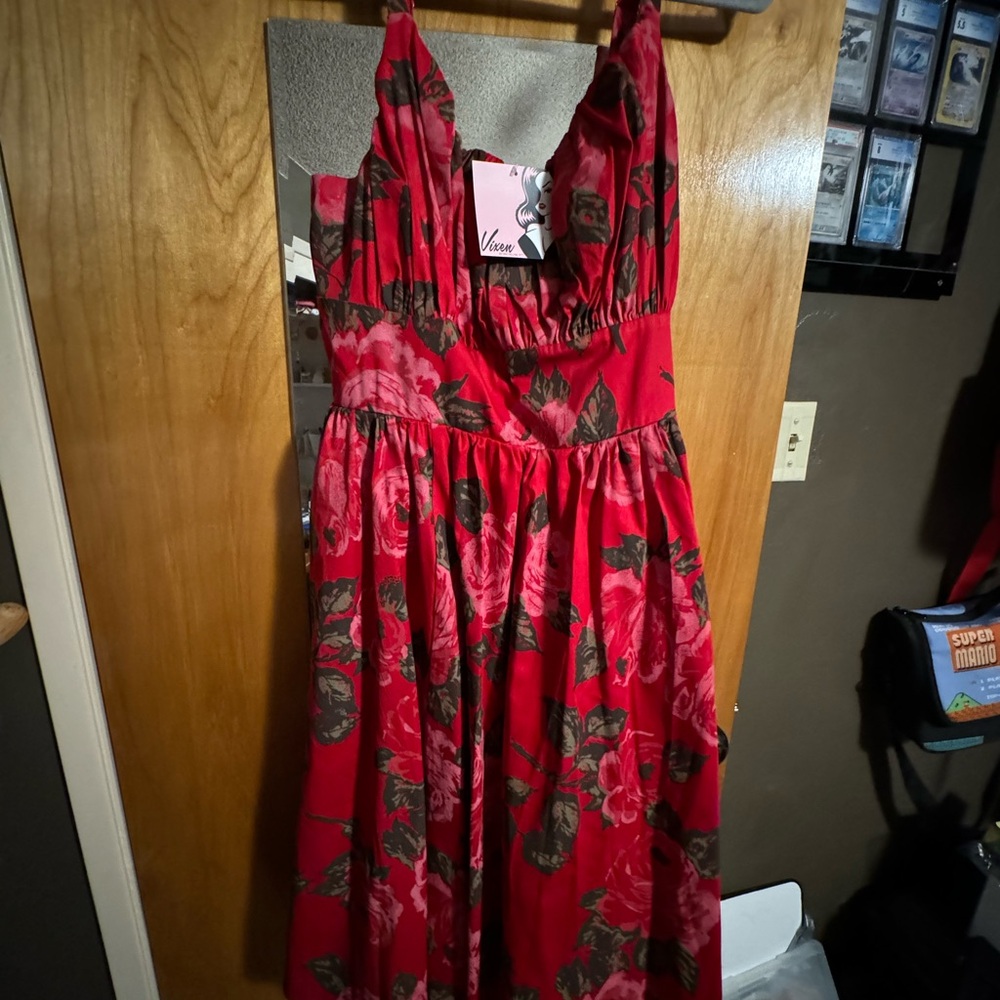Vixen by Micheline Pitt Ingenue Dress in Vintage Red Red Rose (NWT)